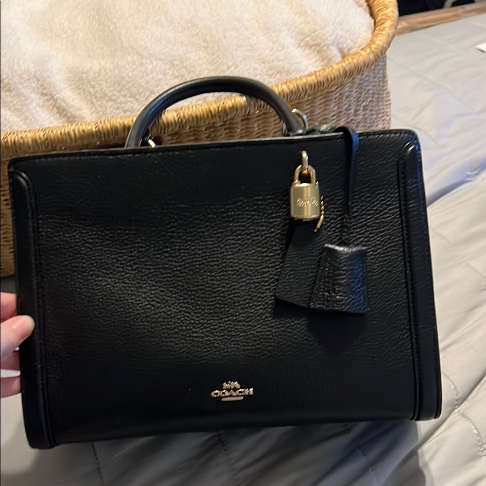 Coach Black Leather purse with Gold Accents